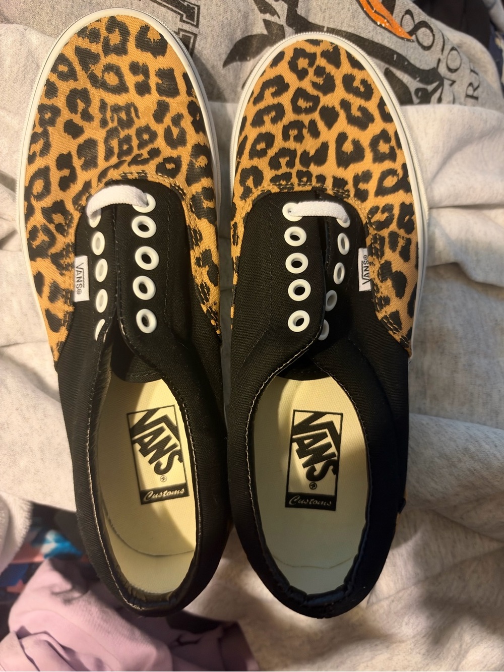 Vans Leopard Print Slip-On Sneakers - Black & Tan